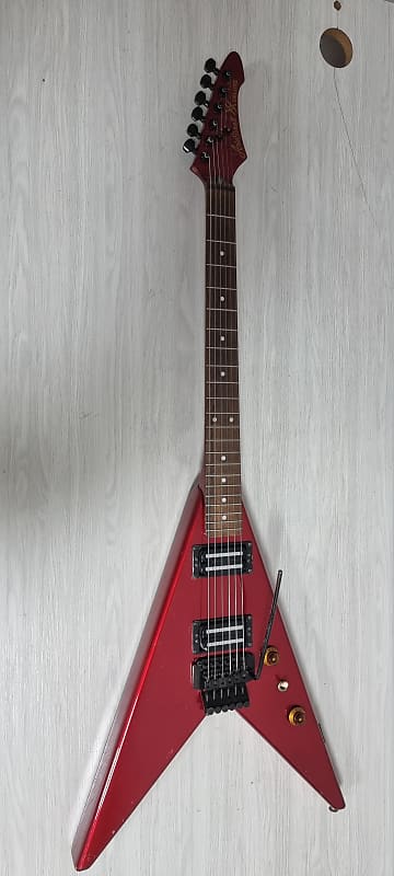 Aria Pro II XX Deluxe 1980s Red Flying V japan with Original Floyd Rose and  Rail PU