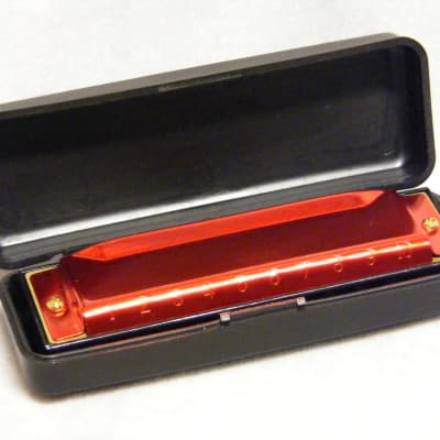 "Simply Red" Deluxe 10 Hole Diatonic Harmonica with Case - Key Of C image 2