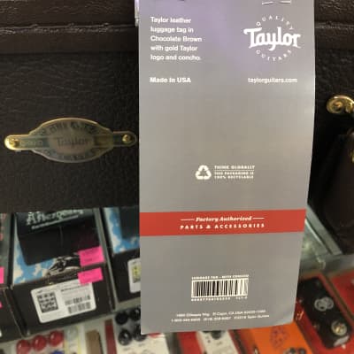 Taylor Leather Luggage Tag with Concho - Chocolate Brown, Gold Logo image 3