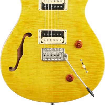 PRS SE Custom 22 Semi-Hollow Electric Guitar, Santana Yellow w/ Gig Bag image 1