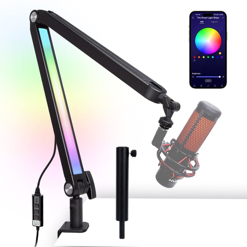 IXTECH Microphone Boom Arm Mic Arm for Blue Yeti Shure Sm7b Hyperx QuadCast  Rode At2020 and Fifine Mic Stand for Gaming Podcasting and Streaming