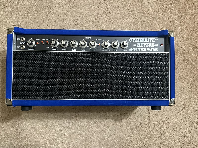 Amplified Nation Overdrive Reverb 100W Head Royal Blue Suede Reverb