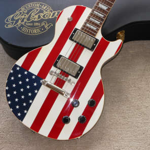 2001 Gibson Les Paul Stars & Stripes Red White Blue American Flag Electric Guitar & Case #17 image 18