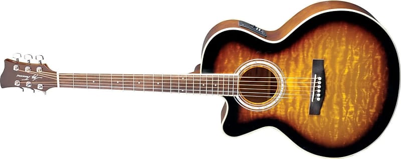 Jay Turser JTA-424QCET Left Handed Acoustic Guitar, Quilt Finish Catalpa Top w/ Piezo Pickup and Preamp Tuner image 1