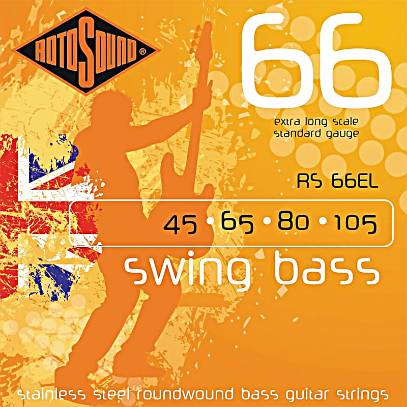 Rotosound RS66EL Roundwound 4 String Extra Long Scale Bass Guitar Strings 45-125  Stainless Steel image 1