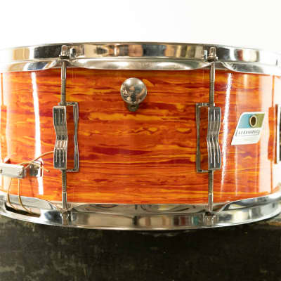 1970s Ludwig 6.5x14 Mod Orange Auditorium Model Snare Drum | Reverb