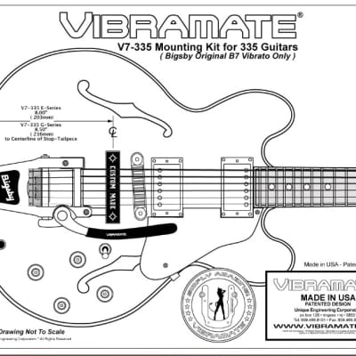 Bigsby B7 plus V7-335 Vibramate E Series 8.5 Inch Vibrato Set for Arch Top Guitars image 2
