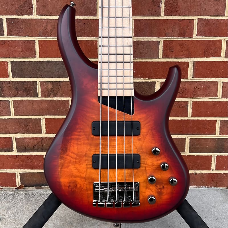 MTD Kingston ZX 5-String, Deep Cherry Burst, Maple Burl Top, | Reverb