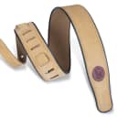 Levy's 2 1/2" Wide Suede Guitar Strap - Tan w/Black Piping
