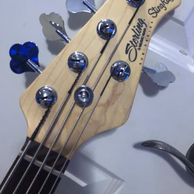 Sterling by Music Man  Stingray5 Bass Guitar Ruby Red Satin Sunburst image 3