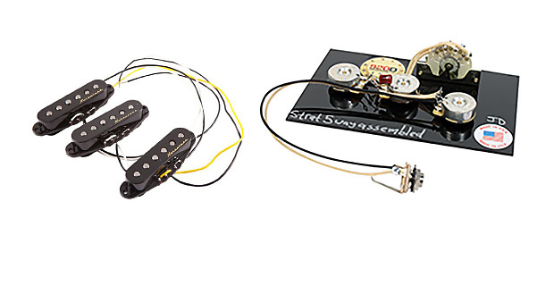 Fender Vintage Noiseless Stratocaster Pickup Set, Black + 5 Way Wiring Harness image 1