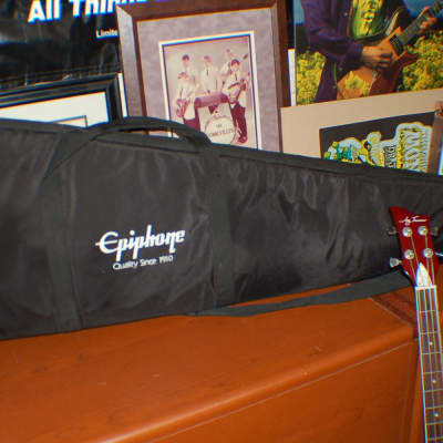 2004  Signed American English Louise Harrison Jay Turser Left Hand Beatle Bass Grover Tuners Gigbag image 12