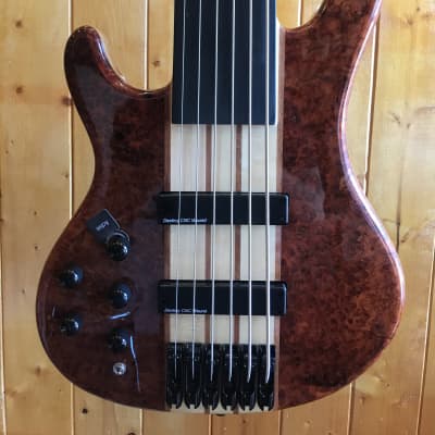 Wolf S9-6 6 String Fretless Bass (Left Handed) - Quilted Bubinga (#2) image 2