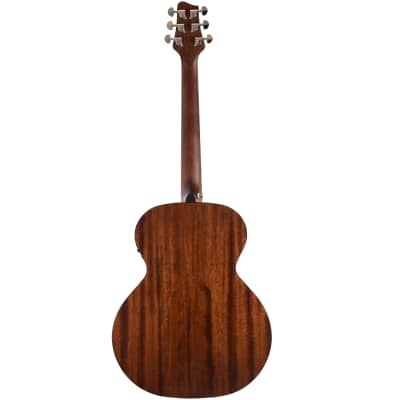 Sawtooth Mahogany Series Left-Handed Solid Mahogany Top Acoustic-Electric Mini Jumbo Guitar with Hard Case and Pick Sampler image 5