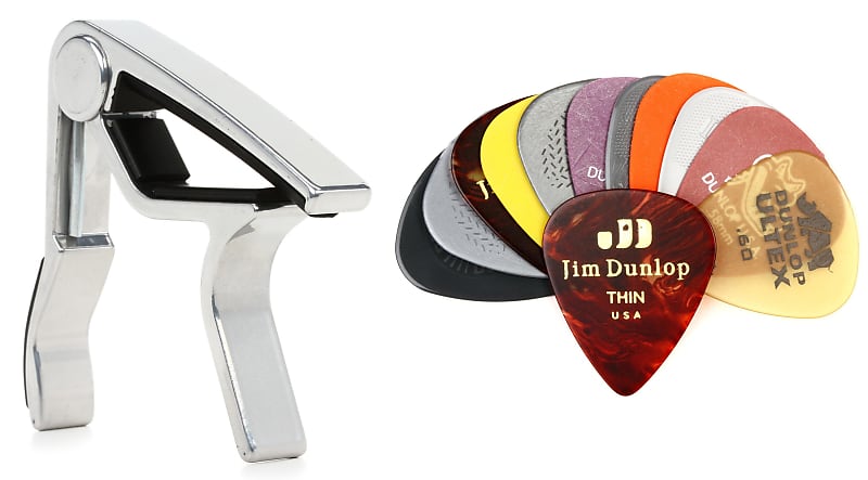 Dunlop 83CN Trigger Acoustic Guitar Capo - Nickel Bundle