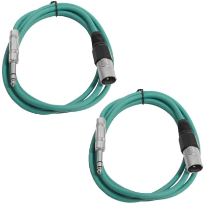 2 Pack of 1/4 Inch to XLR Male Patch Cables 6 Foot Extension Cords Jumper - Green and Green image 1