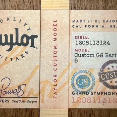 Taylor Custom GS Baritone - Torrefied Sitka Spruce/Laurelwood image 23