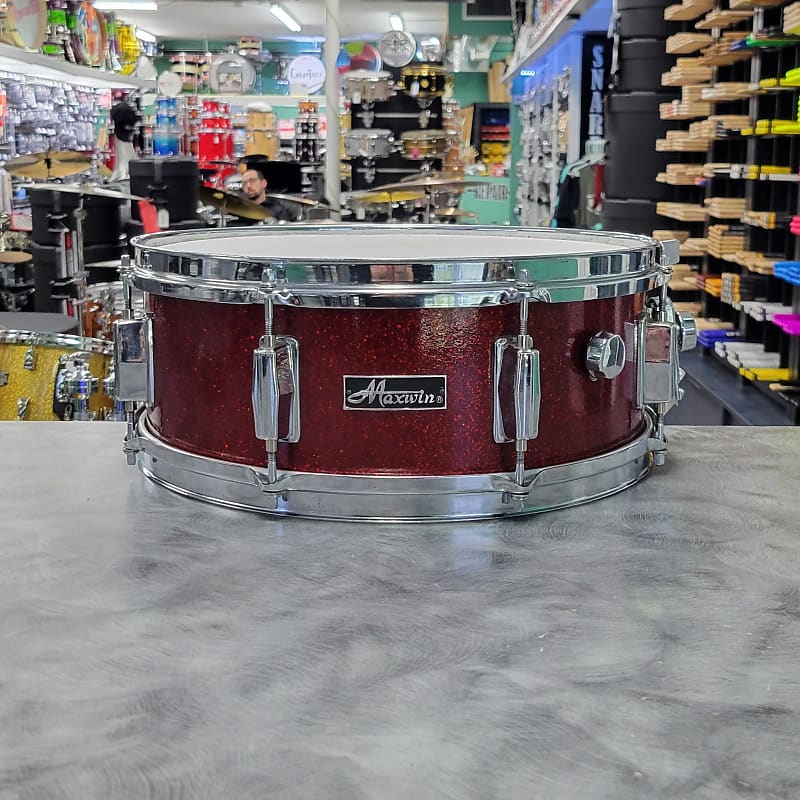 Used Maxwin 5.5x14" Snare Drum Red Sparkle image 1