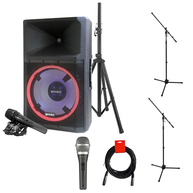 Gemini 2000W 15 Altavoz Bluetooth activo con Stand & Mic