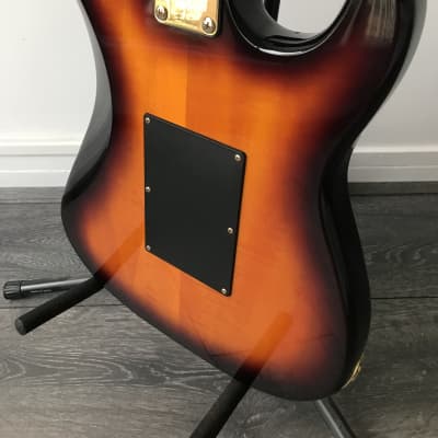 1993 Aria Pro II Strat Sunburst Maple top left handed image 25