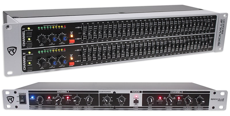 Rockville REQ231 Dual 31 Band 1/3 Octave Graphic Equalizer+3 Way