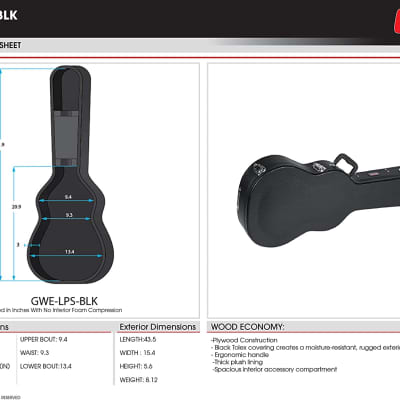 Gator GWE-LPS-BLK Hard-Shell Wood Case for Single-Cutaway Guitars like Gibson Les Paul image 4
