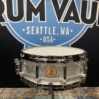 Chad Smith's Pearl 14x5" Custom Red Hot Chili Peppers Logo, 2011 World Tour Snare Drum. Clear Acrylic image 1