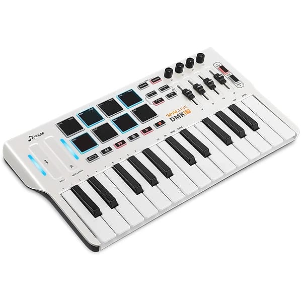 Piano Keyboard MIDI Controller Mini 25-Key USB Keyboard And Drum Pad With 8  Backlit Trigger Pads& 4 MIDI Control Groups