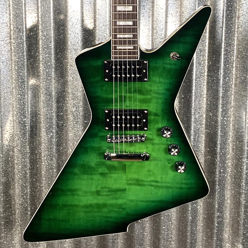 Westcreek Revenge Explorer Flame Transparent Green Burst | Reverb