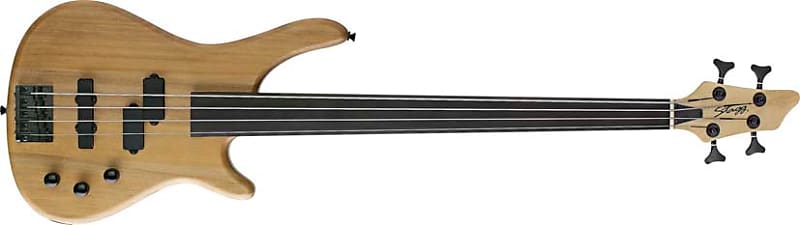 STAGG Natural Semi-Gloss Fretless 4-String Fusion Electric Bass Guitar image 1
