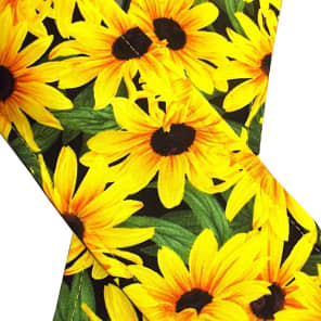 Country Girl Sunflower Artisan Handmade Guitar Strap  Bright Yellow And Green image 2
