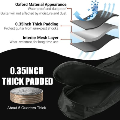 New OEM Guitar Bag 40-41" Acoustic Guitar Bag Waterproof Case with Dual Adjustable Shoulder Strap, Dust Cover Black 2023 image 2
