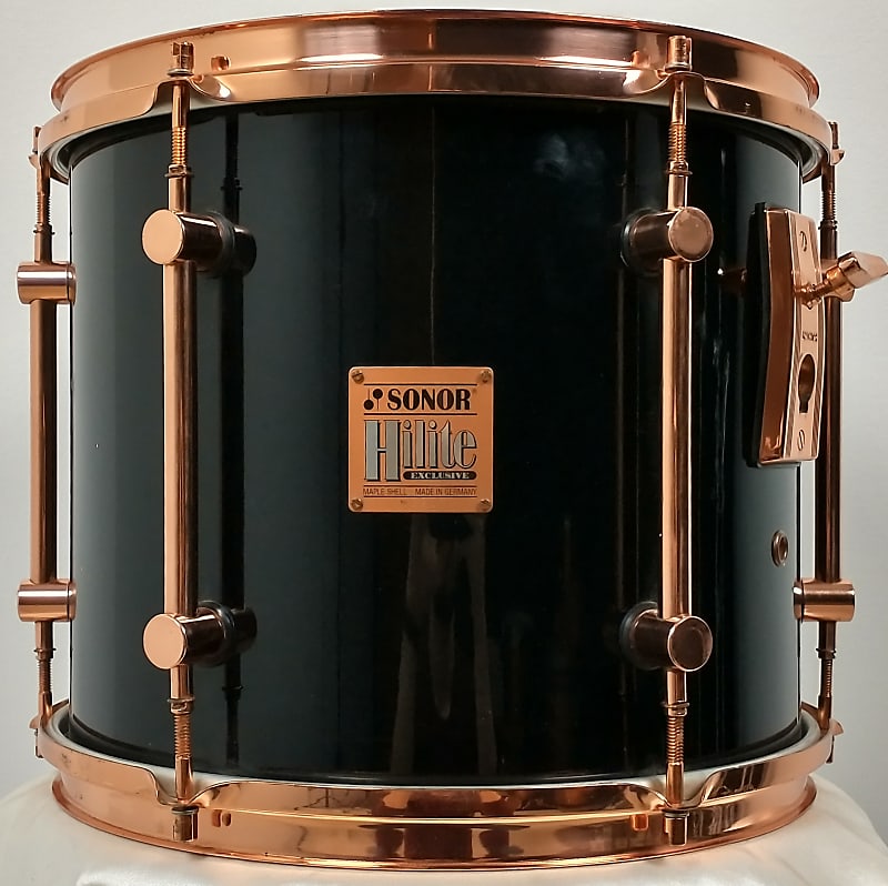 Sonor HiLite 90s piano black, copper hardware 12/13/16/22 drum set.  Cleanest I have seen!