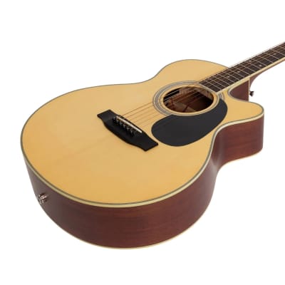 Saga '700 Series' Solid Spruce Top Acoustic-Electric Small-Body Cutaway Guitar | Natural Satin image 6