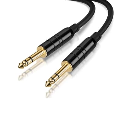 1/4’’ TRS Cable, 50 Feet 1/4 Inch to 1/4 Inch 6.35mm Balanced Stereo Audio Cable for Studio Monitors,Mixer,Yamaha Speaker/Receiver,Black