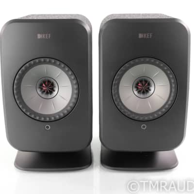 KEF LSX Wireless Streaming Speakers; Black Pair w/ Stands; Remote image 2