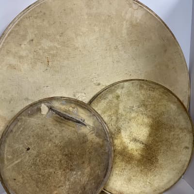 Vintage Calfskin drum heads for drum set (13", 15", 26") image 1