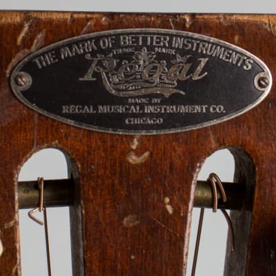 Regal  Custom Built Style 5 Flat Top Acoustic Guitar,  c. 1930, ser. #3446, black hard shell case. image 15