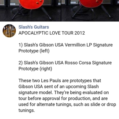 SLASH Gibson Rosso Corsa owned played on stage for sale