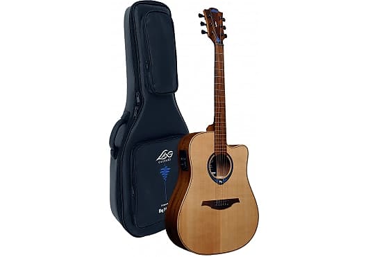 Lag Tramontane THV10DCE-LB | Dreadnought Cutaway Acoustic Electric Guitar with Hyvibe, Solid Cedar Top. New with Full Warranty! image 1