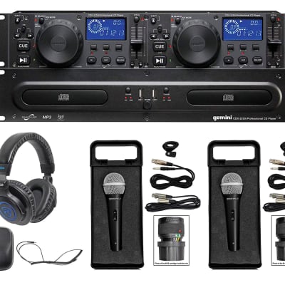 Gemini CDX-2250i DJ Dual Two Deck Rack Mount CD/MP3 Media Player+Headphones+Mics image 12