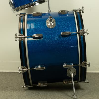 1960s Rogers Swingtime Blue Sparkle Pearl Drum Set image 10