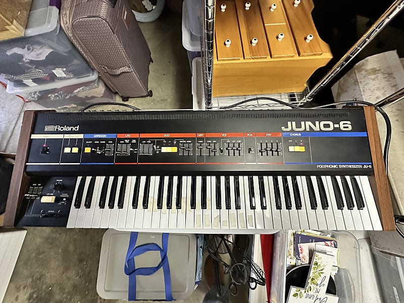 Roland Juno-6 61-Key Polyphonic Synthesizer 1982 - 1984 - Black image 1