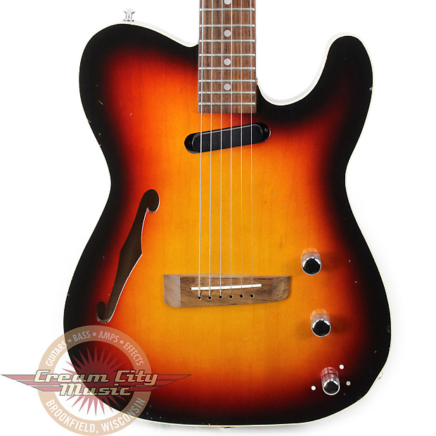 Used Fender Thinline Acoustic Electric Telecaster Electric Guitar Sunburst