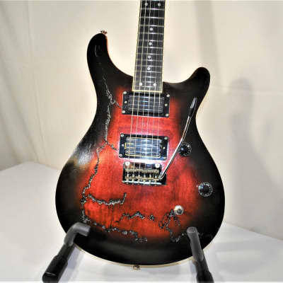 Tsunami Fractal Guitars Blood Red Sunset 2022 - Hand Laid Tru Oil On Red Transparent Stain image 11