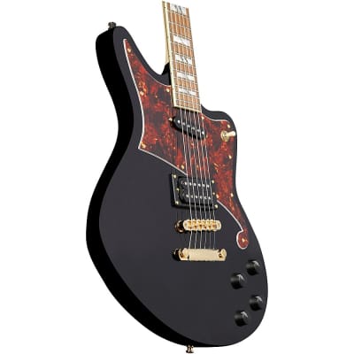D'Angelico Deluxe Series Bedford Electric Guitar With Stopbar Tailpiece Black image 5