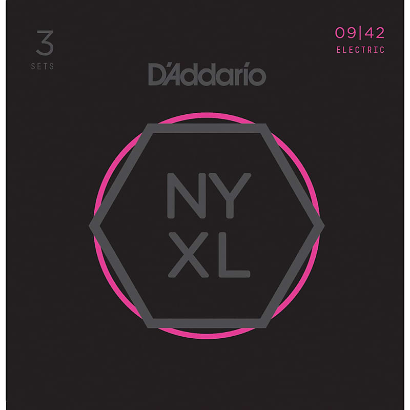 3 Sets of D'Addario NYXL 0942 Nickel Wound, Electric Guitar Strings 09-42 image 1