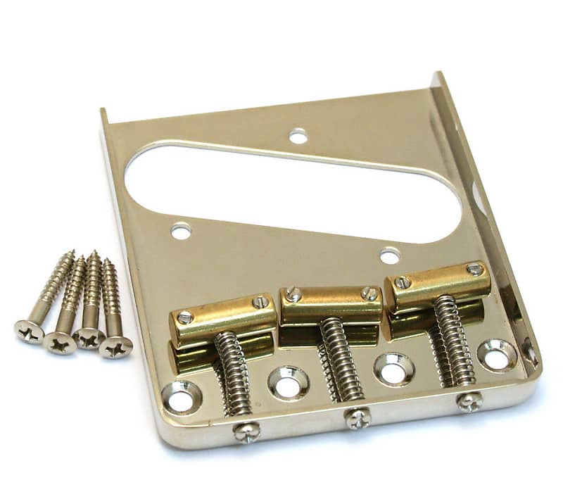 Allparts Nickel Vintage Telecaster Bridge with Compensated Brass Saddles TB-5125-001 image 1