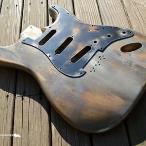 Hand-painted "aged" Alder Warmoth Strat body, ONE-OF-A-KIND image 4