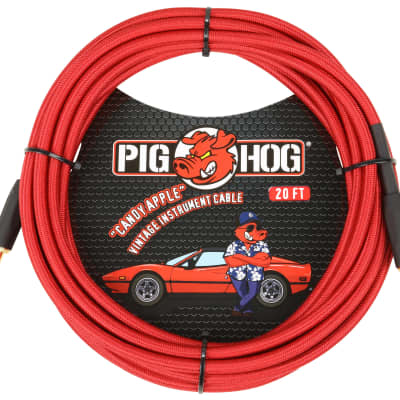 Lifetime Warranty! Pig Hog PCH20CA Candy Apple Red 1/4" / 1/4" Instrument Cable - 20'